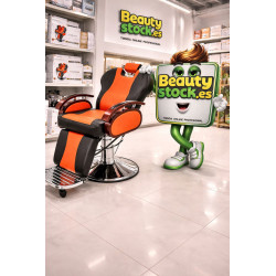 SILLON BARBERO MODELO S19 TAPIZ NARANJA Y NEGRO
