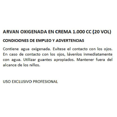 ARVAN 20 Vol OXIGENADA EN CREMA  1000CC - 20