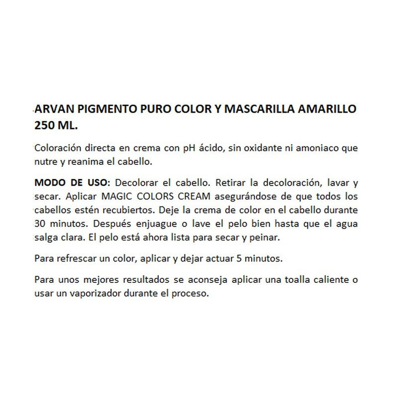ARVAN PIGMENTO PURO COLOR Y MASCARILLA AMARILLO - 20