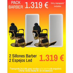 Pack Barbería 2 sillones barber 2 espejos led