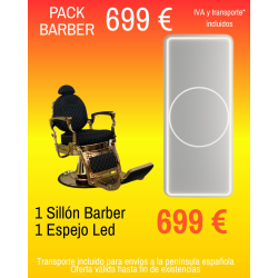Pack Barbería Sillón Barber y Espejo Led